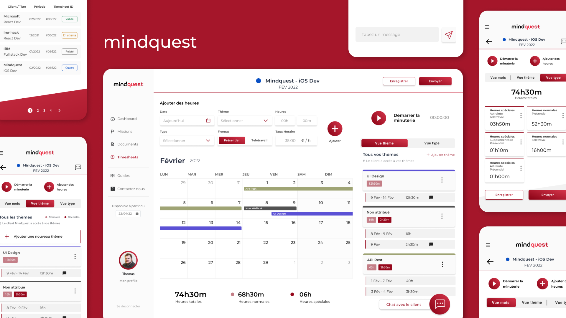 Image of Timesheet feature screens on multiple devices